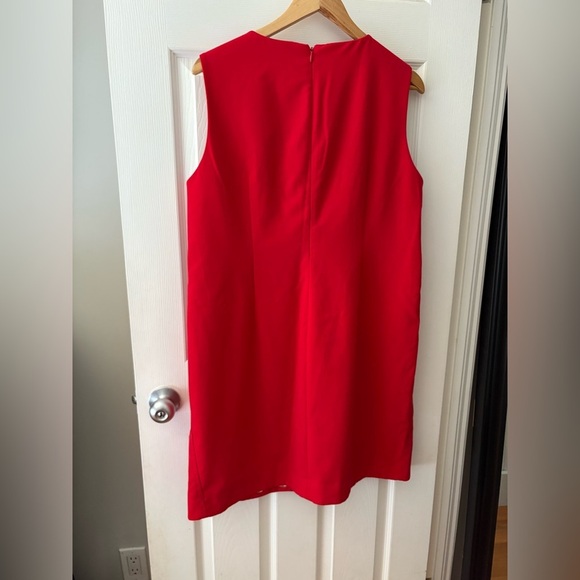 Karl Lagerfeld red plus size 16 wide strap dress silver grommet hem - Picture 3 of 10